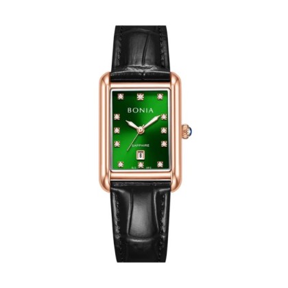 Bonia Elegance BNB10912-2597 Black Leather Strap Women Watch